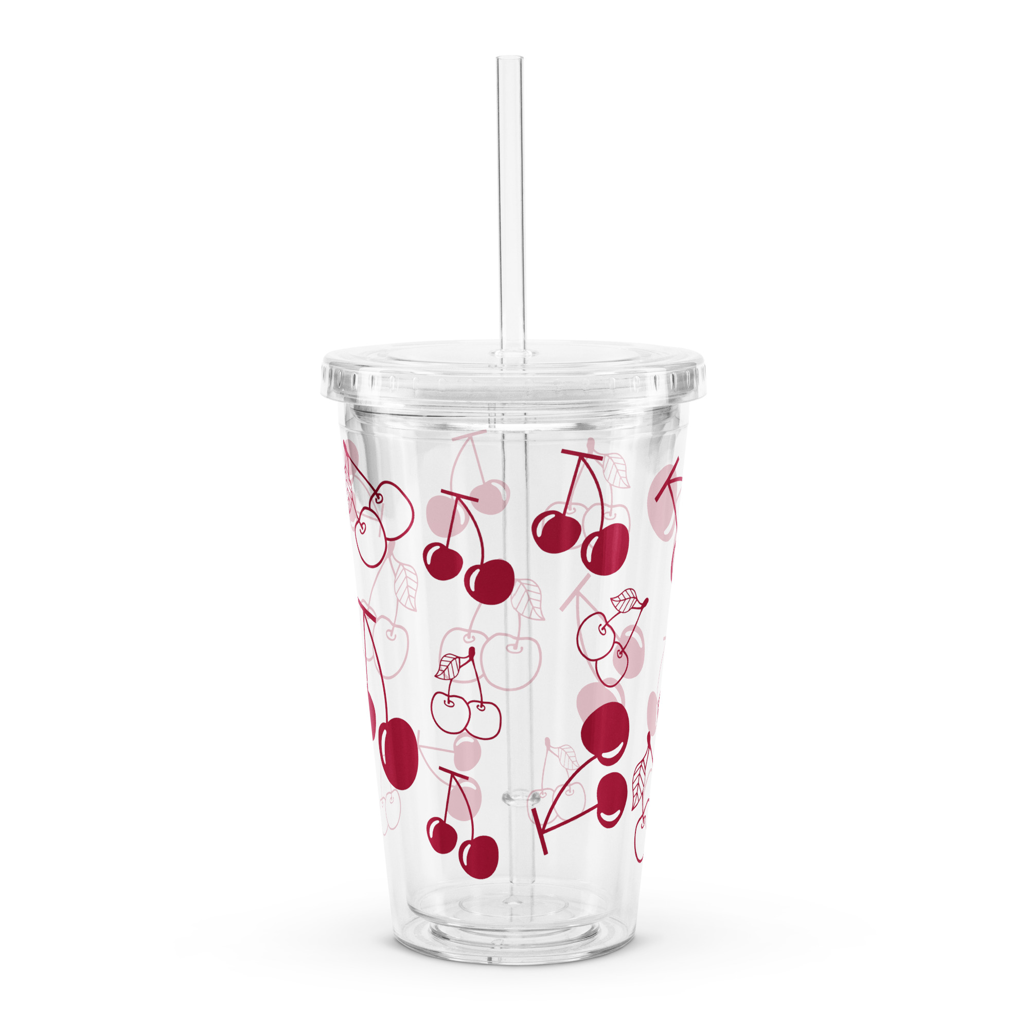 Refresh cherries clear plastic tumbler