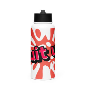 Fruitup stainless steel water bottle with a straw lid