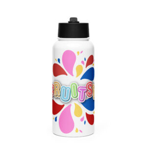 Fruitsy stainless steel water bottle with a straw lid