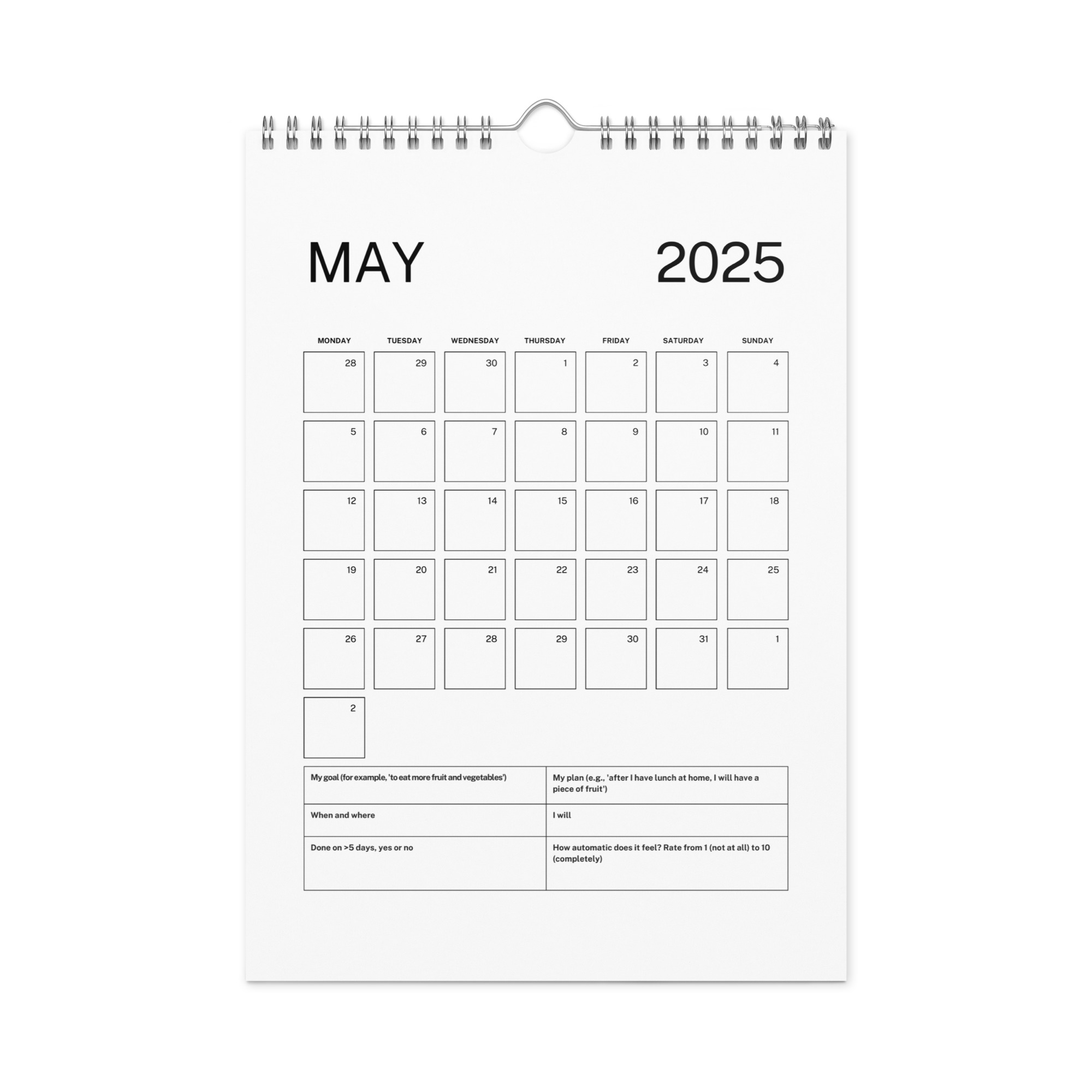 Health weekly planner wall calendar (2025) - Image 2